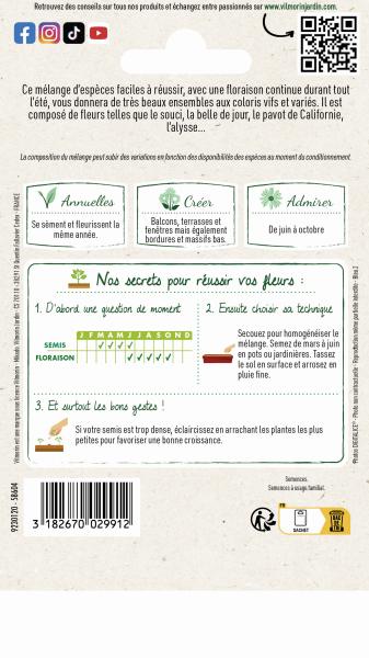 Mélanges de fleurs - Fleurs Annuelles pour Balcons - 4 m² - Mélange de fleurs - MEDIA_PACKAGING_VERSO